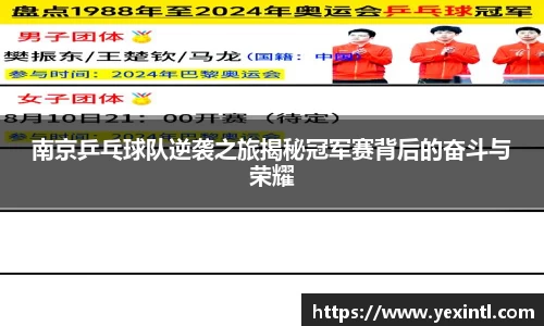 南京乒乓球队逆袭之旅揭秘冠军赛背后的奋斗与荣耀